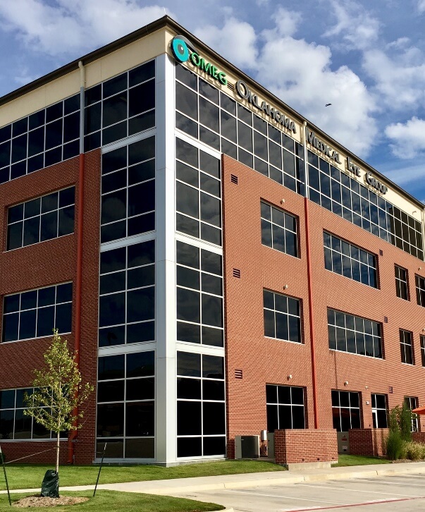 Oklahoma Medical Eye Group office building. Large, 4-story brick office building